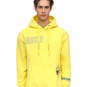 kidsuper studios yellow embroidered hoodie size XL